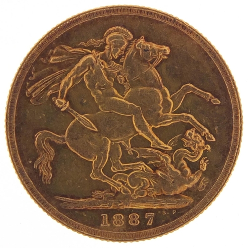 566 - Queen Victoria Jubilee Head 1887 gold sovereign - this lot is sold without buyer’s premium, the hamm... 