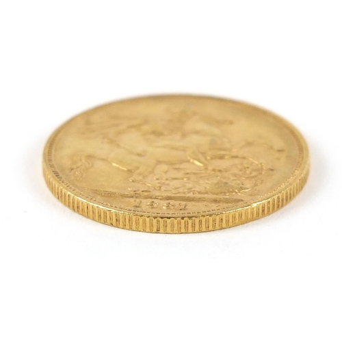 636 - Victoria Young Head 1881 gold sovereign, Melbourne mint - this lot is sold without buyer’s premium, ... 