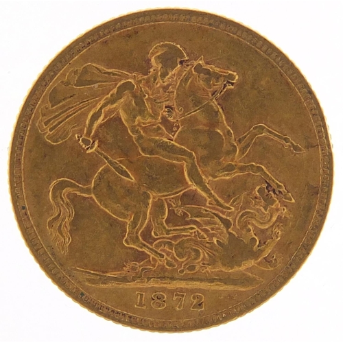 641 - Victoria Young Head 1872 gold sovereign - this lot is sold without buyer’s premium, the hammer price... 