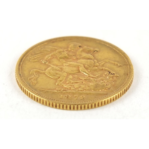 641 - Victoria Young Head 1872 gold sovereign - this lot is sold without buyer’s premium, the hammer price... 