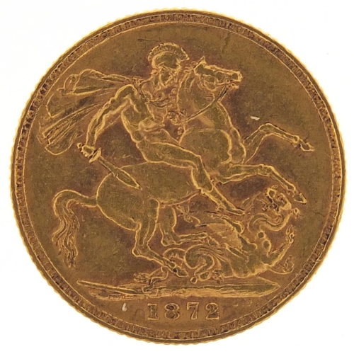 643 - Victoria Young Head 1872 gold sovereign - this lot is sold without buyer’s premium, the hammer price... 