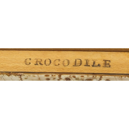 199 - Two 19th century ivory strung boxes including a taxidermy interest crocodile skin example, the large... 