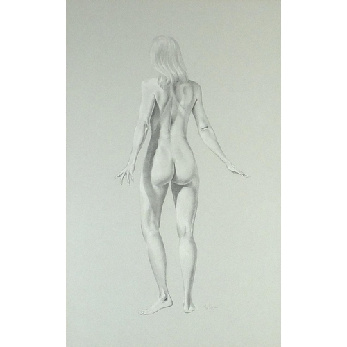 51 - McLaren - Standing nude females, pair of signed pencil drawings, mounted, framed and glazed, each 75... 