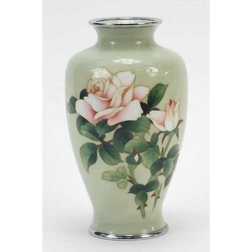 67 - Ando, Japanese cloisonné vase enamelled with flowers, 19cm high