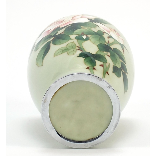 67 - Ando, Japanese cloisonné vase enamelled with flowers, 19cm high