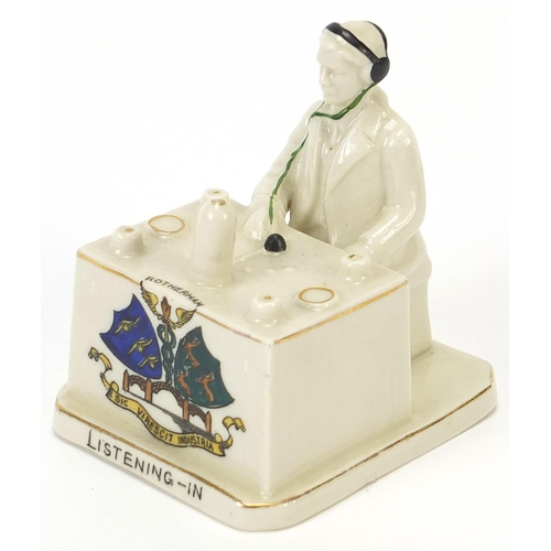 1509 - Wilton China, military interest crested china radio operator titled Listening in with Sic Virescit I... 