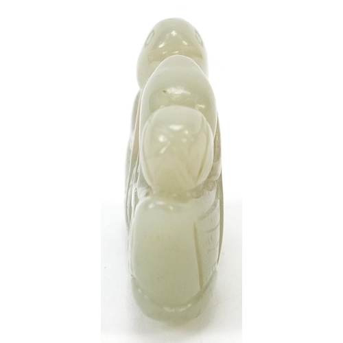 74 - Chinese celadon jade carving of two ducks, 5.5cm wide