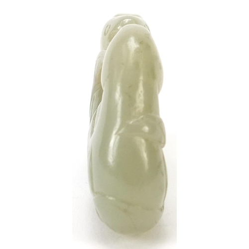 74 - Chinese celadon jade carving of two ducks, 5.5cm wide