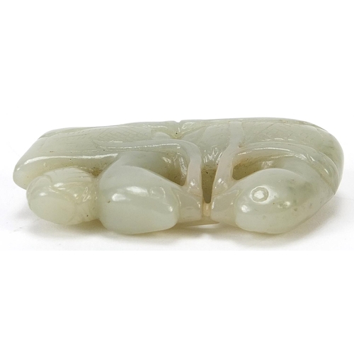 74 - Chinese celadon jade carving of two ducks, 5.5cm wide