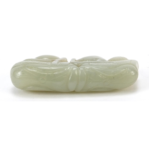 74 - Chinese celadon jade carving of two ducks, 5.5cm wide