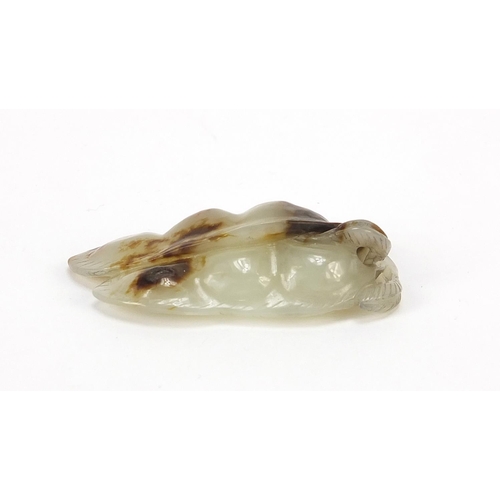 75 - Good Chinese white and russet jade carving of two beans, 5.5cm in length