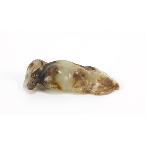 75 - Good Chinese white and russet jade carving of two beans, 5.5cm in length