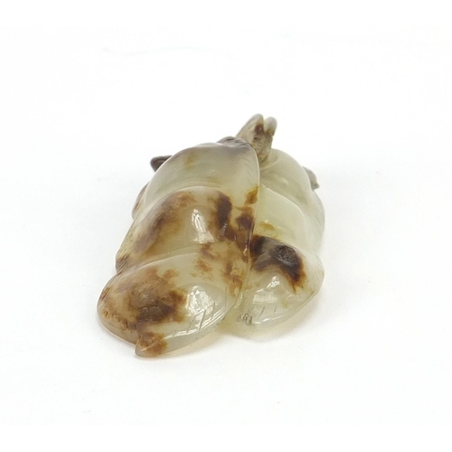 75 - Good Chinese white and russet jade carving of two beans, 5.5cm in length