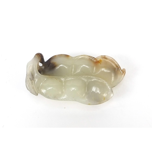 75 - Good Chinese white and russet jade carving of two beans, 5.5cm in length