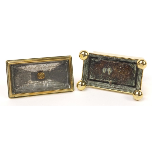 180 - Victorian Napoleon design tobacco box with lead lining, 16cm H x 11.5cm W x 9cm D