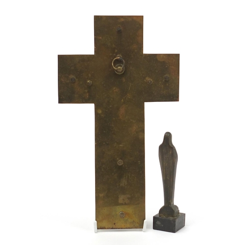 140 - Art Deco onyx and brass corpus Christi with silver plated mounts and Christ together with a patinate... 