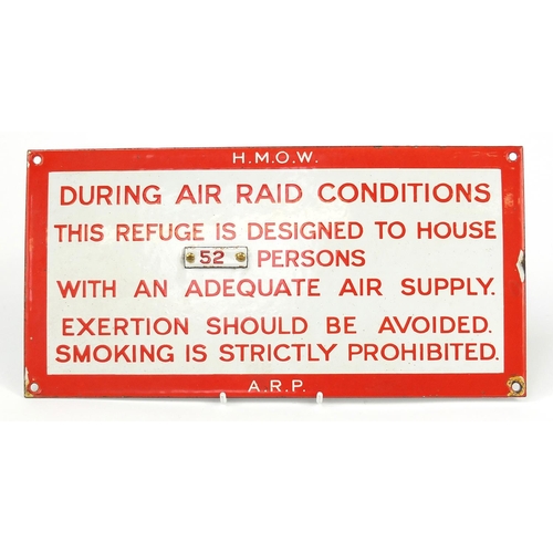 1446 - Military interest Air Raid Precaution Shelter enamel sign, 30.5cm x 15.5cm