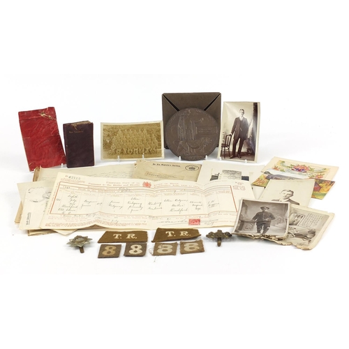 1439 - British Military World War I militaria relating to Benjamin James Ridgway including Death Plaque, ph... 