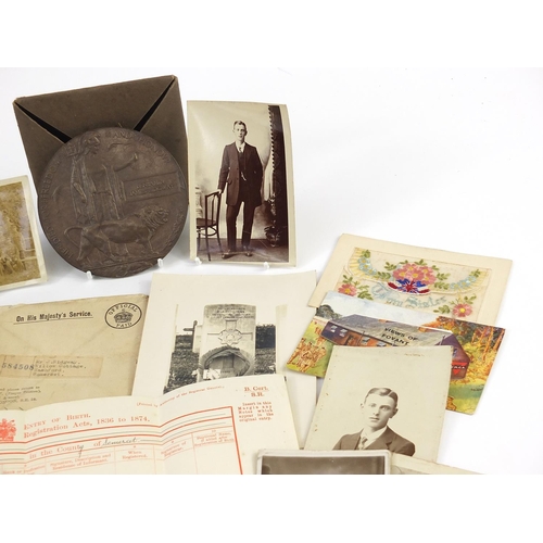 1439 - British Military World War I militaria relating to Benjamin James Ridgway including Death Plaque, ph... 