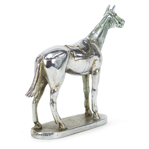 134 - Early 20th century chrome plated horse car mascot, 13cm in length