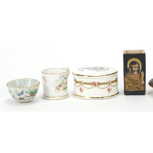 1931 - Collectable China including Japanese Satsuma teapot and a miniature Chinese Canton bowl, the largest... 