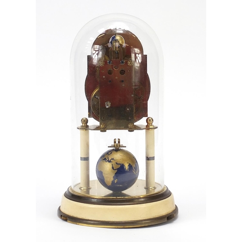 47 - Kaiser four hundred day globe clock with glass dome, 26.5cm high