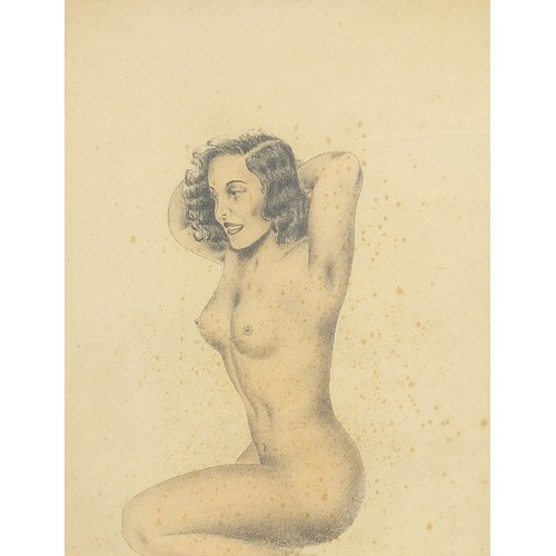 261 - Nude females, pair of early 20th century mixed medias, framed and glazed, each 36cm x 28.5cm excludi... 