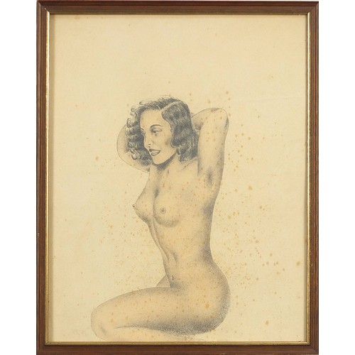 261 - Nude females, pair of early 20th century mixed medias, framed and glazed, each 36cm x 28.5cm excludi... 