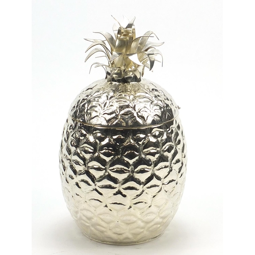 687 - Art Deco design silver plated ice bucket in the form of a pineapple, 34.5cm high