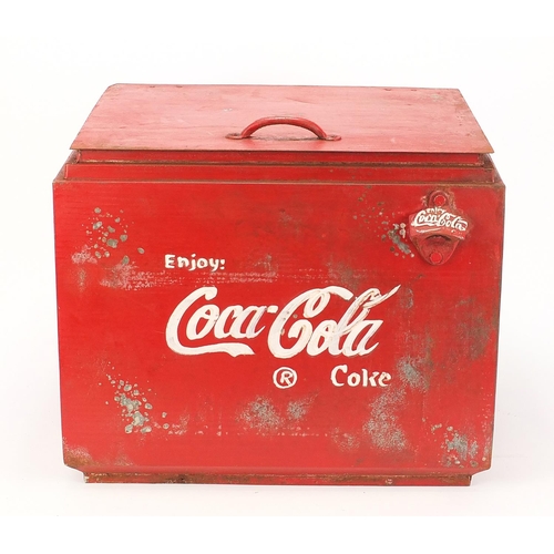 145 - Advertising Coca Cola design ice cooler, 37.5cm H x 45.5cm W x 37cm D