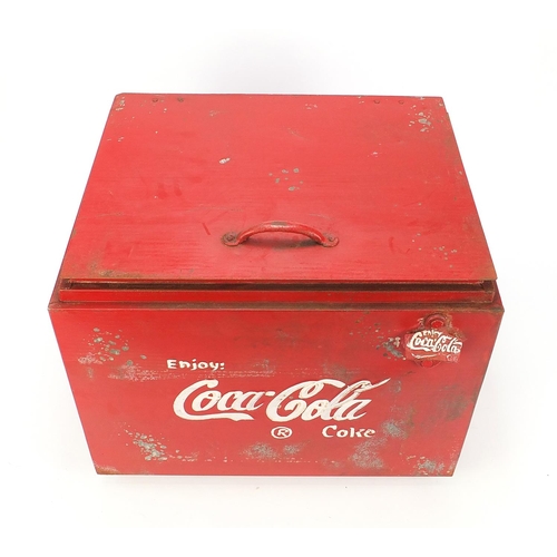 145 - Advertising Coca Cola design ice cooler, 37.5cm H x 45.5cm W x 37cm D