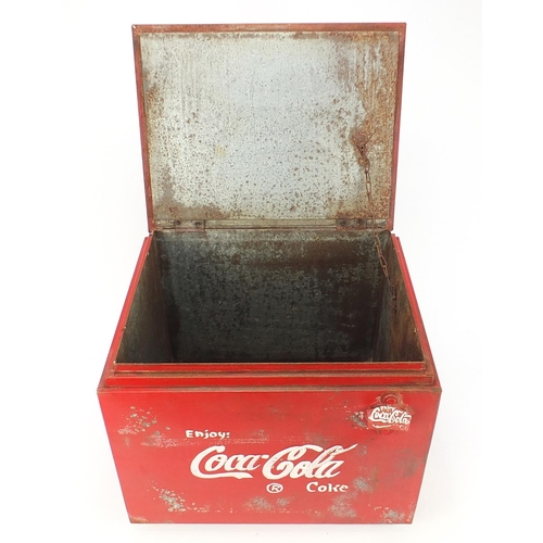 145 - Advertising Coca Cola design ice cooler, 37.5cm H x 45.5cm W x 37cm D