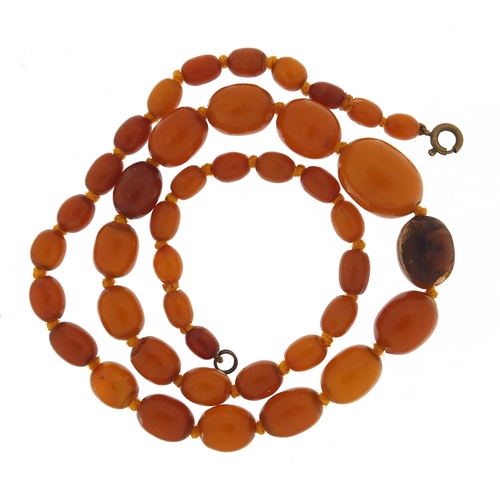 226 - Butterscotch amber coloured graduated bead necklace, 48cm in length, 20.0g