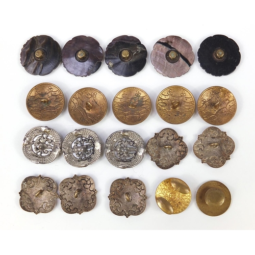 38 - 19th century and later buttons including abalone examples with turquoise coloured cabochons and some... 