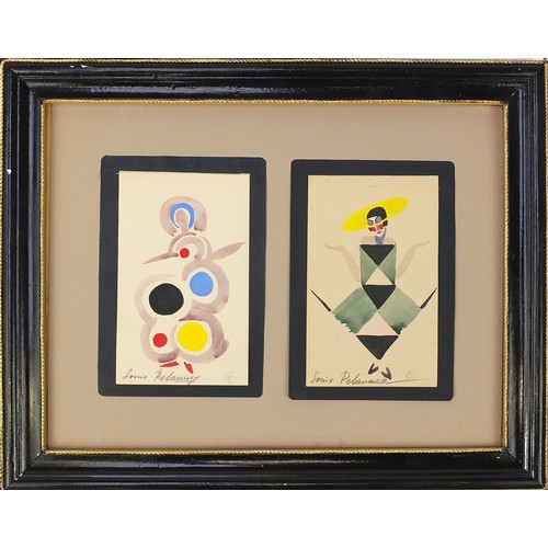 91 - Sonia Delaunay 1923 - Abstract compositions, costume designs, pair of Russian theatrical watercolour... 