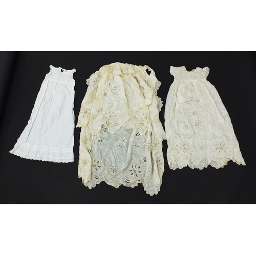 1929 - Victorian silk embroidered christening gown and two others