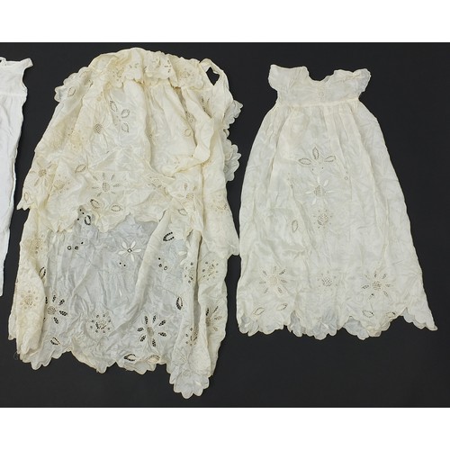 1929 - Victorian silk embroidered christening gown and two others