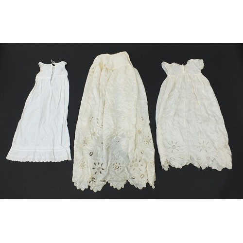 1929 - Victorian silk embroidered christening gown and two others