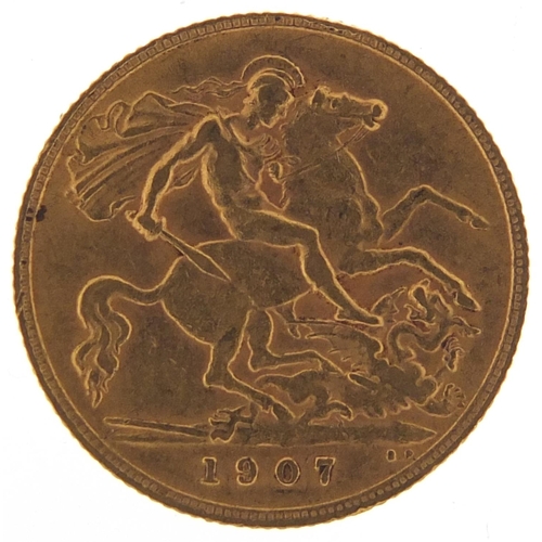 704 - Edward VII 1907 gold half sovereign - this lot is sold without buyer’s premium, the hammer price is ... 