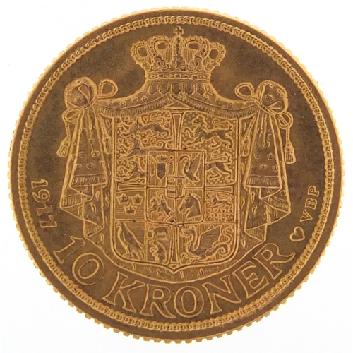 673 - Danish 1917 gold ten kroner, 4.5g - this lot is sold without buyer’s premium, the hammer price is th... 