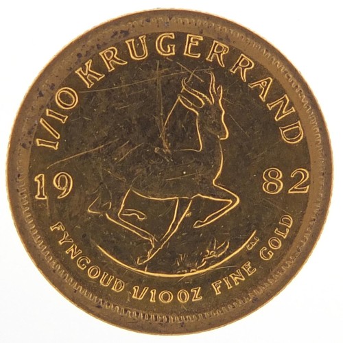687 - South African 1982 gold 1/10th krugerrand - this lot is sold without buyer’s premium, the hammer pri... 