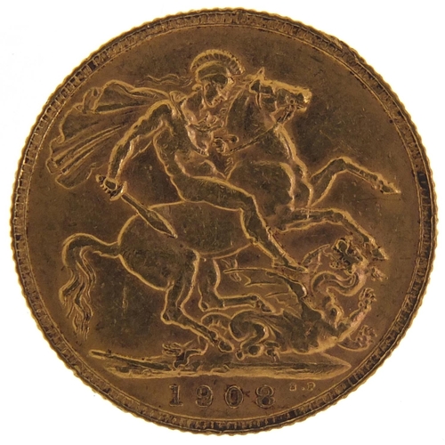686 - Edward VII 1908 gold sovereign - this lot is sold without buyer’s premium, the hammer price is the p... 