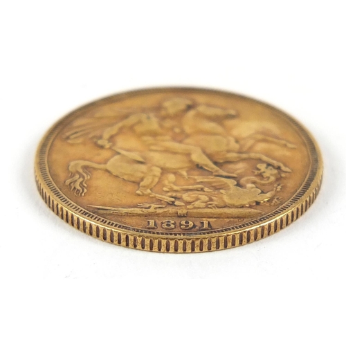 712 - Queen Victoria Jubilee Head 1891 gold sovereign, Melbourne Mint - this lot is sold without buyer’s p... 