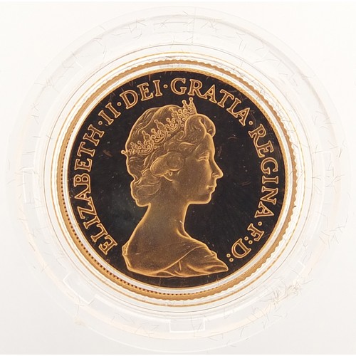 692 - Elizabeth II 1981 gold proof sovereign with fitted case and certificate - this lot is sold without b... 