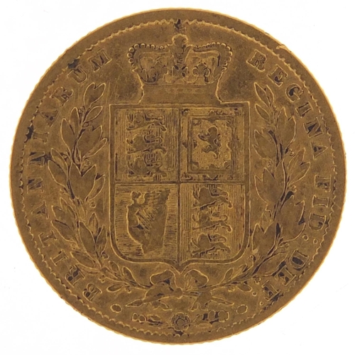 679 - Victoria Young Head 1855 shield back gold sovereign - this lot is sold without buyer’s premium, the ... 