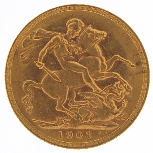 713 - Edward VII 1903 gold sovereign, Melbourne mint - this lot is sold without buyer’s premium, the hamme... 