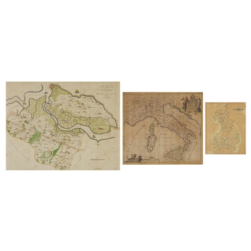 1052 - Three antique hand coloured maps comprising a map of the Hundred of Middleton alias Milton and of Te... 