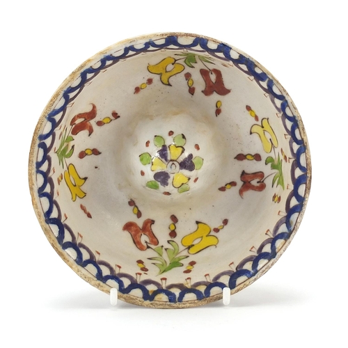 224 - Turkish Kutahya lemon squeezer hand painted with flowers, 14.5cm in diameter