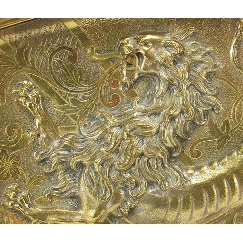 794 - Spanish mural bronze plaque cast with a dragon, 42cm wide