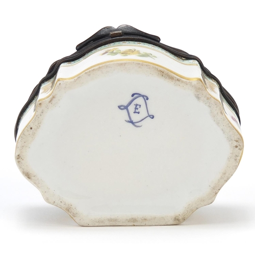 871 - 19th century Sevres porcelain snuff box hand painted with flowers, 7.5cm wide